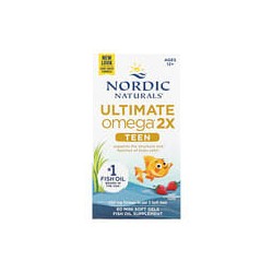 Nordic Naturals, Ultimate Omega 2X para adolescentes, De 12 años en adelante, Fresa, 60 minicápsulas blandas