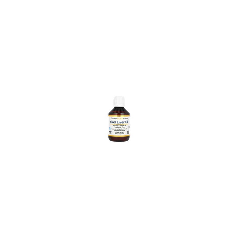 California Gold Nutrition, Aceite de hígado de bacalao, Triglicéridos de origen noruego, Sabor natural a limón, 200 ml (6,7 oz. 