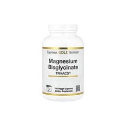 California Gold Nutrition, Bisglicinato de magnesio, Fórmula con TRAACS, 200 mg, 240 cápsulas vegetales (100 mg por cápsula)