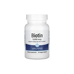 Lake Avenue Nutrition, Biotina, 5000 mcg, 30 cápsulas vegetales