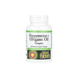 Natural Factors, Complejo de aceite de menta y orégano, 60 cápsulas blandas con recubrimiento entérico