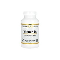 California Gold Nutrition, Vitamina D3, 50 mcg (2000 UI), 360 cápsulas blandas de gelatina de pescado