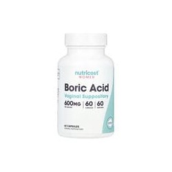 Nutricost, Mujeres, Ácido bórico, Supositorio vaginal, 600 mg, 60 cápsulas