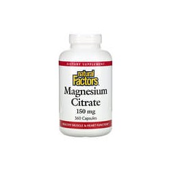 Natural Factors, Citrato de magnesio, 150 mg, 360 cápsulas