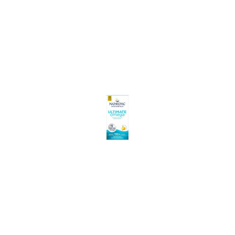 Nordic Naturals, Ultimate Omega, Suplemento de aceite de pescado con omega-3, Limón, 1280 mg, 120 cápsulas blandas (640 mg por c