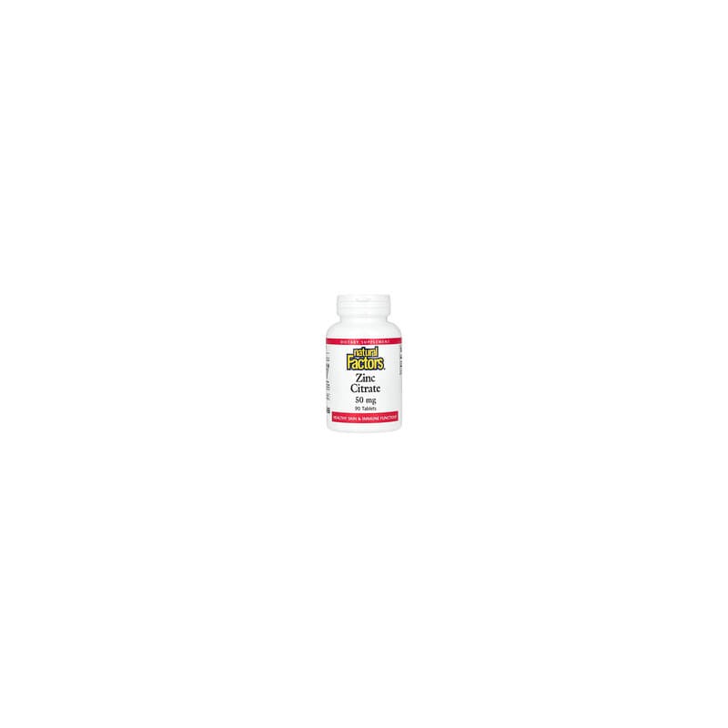 Natural Factors, Citrato de zinc, 50 mg, 90 comprimidos