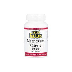 Natural Factors, Citrato de magnesio, 150 mg, 90 cápsulas