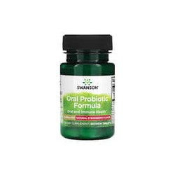 Swanson, Fórmula probiótica oral: fresa natural, 3000 millones de UFC, 30 comprimidos masticables