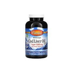 Carlson, Gems con aceite de hígado de bacalao salvaje de origen noruego, Súper, 1000 mg, 250 cápsulas blandas
