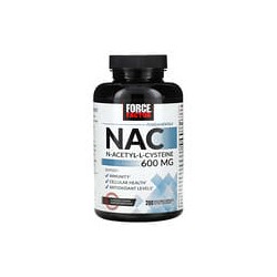 Force Factor, Ingredientes esenciales, NAC, N-acetil-L-cisteína, 600 mg, 200 cápsulas vegetales