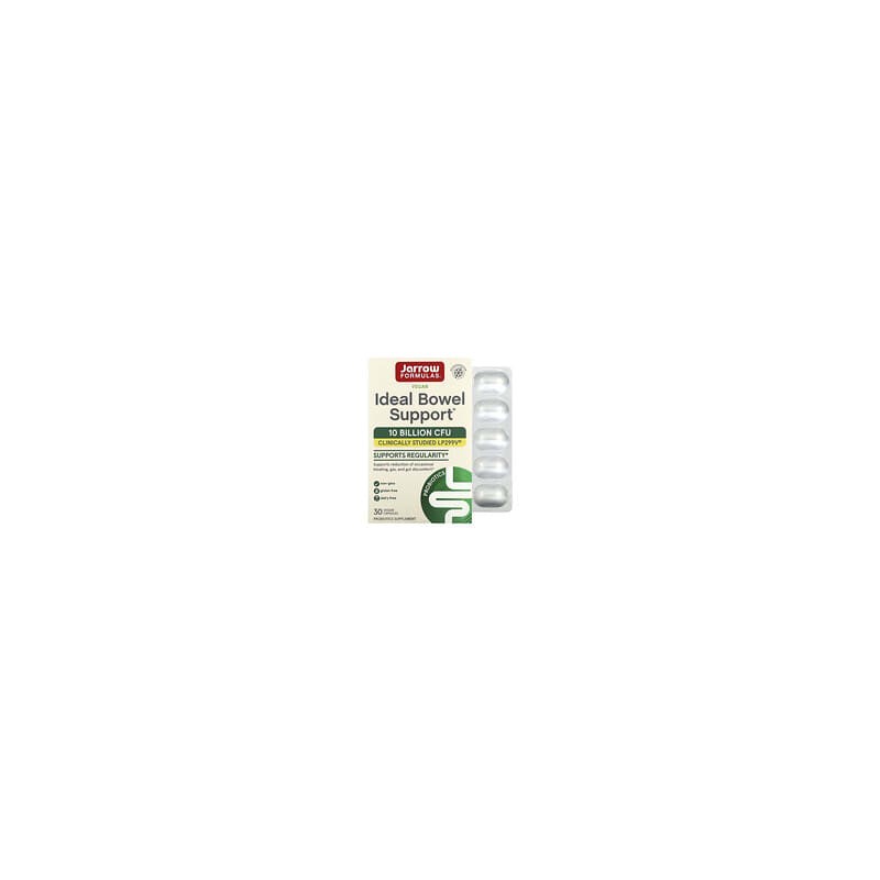 Jarrow Formulas, Ideal Bowel Support, Suplemento vegano de refuerzo intestinal ideal, 10.000 millones de UFC, 30 cápsulas vegeta