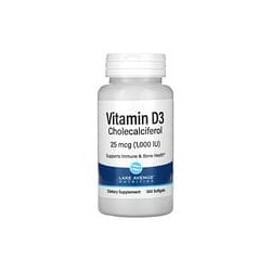 Lake Avenue Nutrition, Vitamina D3, 25 mcg (1000 UI), 360 cápsulas blandas