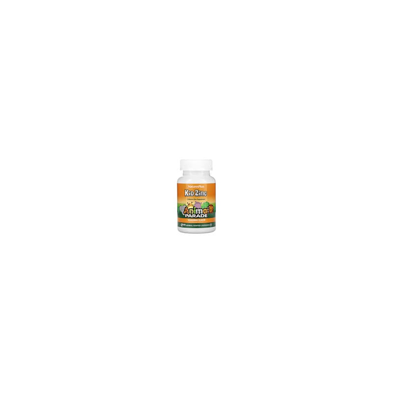 NaturesPlus, Source of Life, Animal Parade, Pastillas KidZinc para niños, Sabor a mandarina natural, 90 pastillas con forma de a