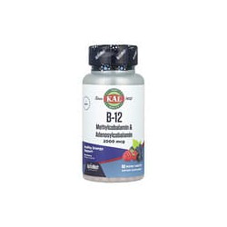 KAL, Vitamina B12 en forma de metilcobalamina y adenosilcobalamina, Bayas mixtas, 2000 mcg, 60 microcomprimidos