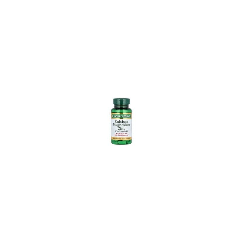 Nature's Bounty, Calcio, magnesio y zinc con vitamina D3, 100 comprimidos oblongos recubiertos
