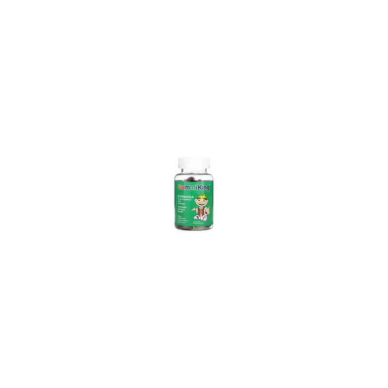 GummiKing, Echinacea más vitamina C y zinc para niños, Fresa, naranja, limón, uva, cereza y pomelo, 60 gomitas
