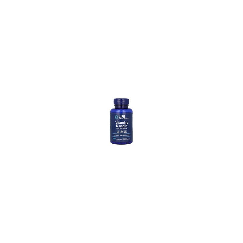 Life Extension, Vitaminas D y K con Sea-Iodine, 60 cápsulas