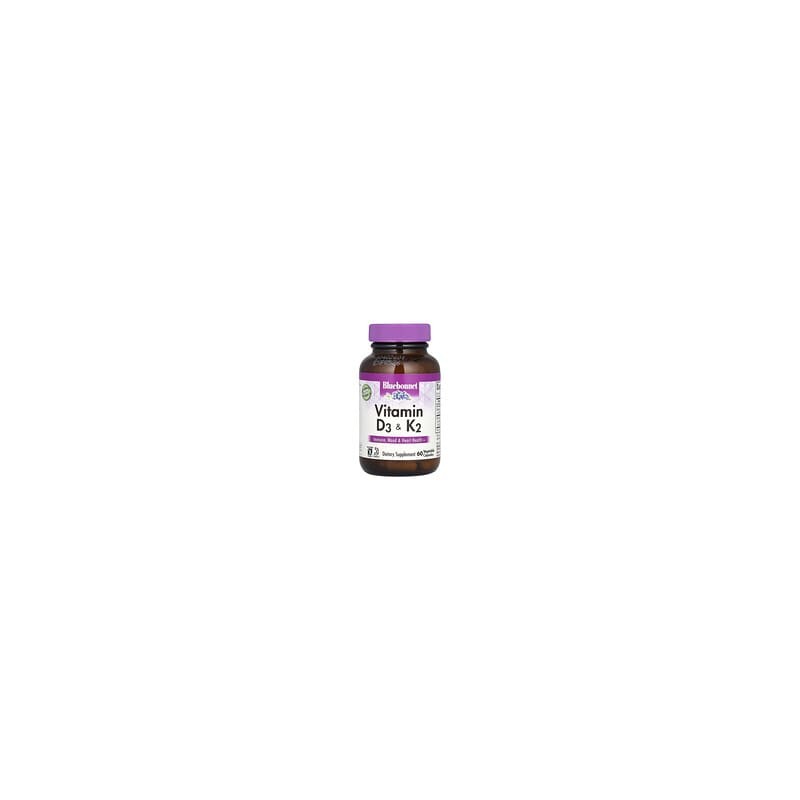 Bluebonnet Nutrition, Vitaminas D3 y K2, 60 cápsulas vegetales