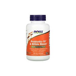 NOW Foods, Probiotic-10 y Bifido Boost, Suplemento probiótico y prebiótico, 25.000 millones de UFC, 90 cápsulas vegetales (8333 