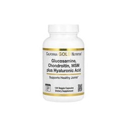 California Gold Nutrition, Glucosamina, condroitina y MSM más ácido hialurónico, 120 cápsulas vegetales