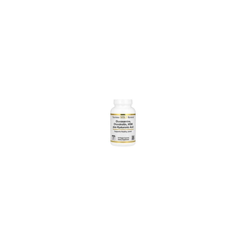 California Gold Nutrition, Glucosamina, condroitina y MSM más ácido hialurónico, 120 cápsulas vegetales