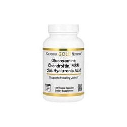 California Gold Nutrition, Glucosamina, condroitina y MSM más ácido hialurónico, 120 cápsulas vegetales