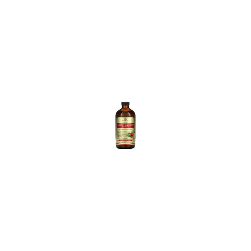 Solgar, Citrato de calcio y magnesio líquido con vitamina D3, Fresa natural, 473 ml (16 oz. Líq.)