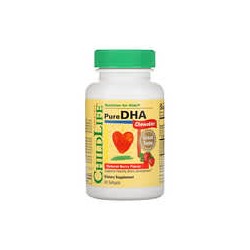 ChildLife Essentials, DHA puro, Sabor natural a bayas, 90 cápsulas blandas