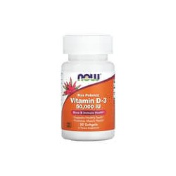NOW Foods, Vitamina D3, Máxima potencia, 50.000 UI, 50 cápsulas blandas