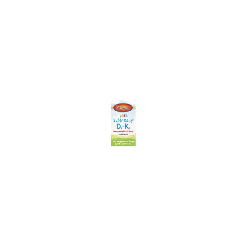 Carlson, Niños, D3 y K2 superdiarios, 25 mcg (1000 UI) y 22,5 mcg, 10,16 ml (0,34 oz. Líq.)