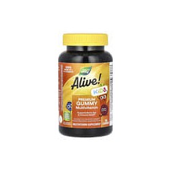 Nature's Way, Alive!, Suplemento multivitamínico prémium en gomitas para niños, Cereza, uva y naranja, 90 gomitas