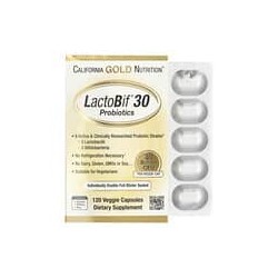 California Gold Nutrition, LactoBif® 30, Suplemento probiótico, 30.000 millones de UFC, 120 cápsulas vegetales