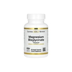 California Gold Nutrition, Bisglicinato de magnesio, Fórmula con TRAACS®, 200 mg, 60 cápsulas vegetales (100 mg por cápsula)